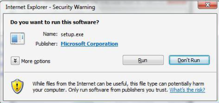 Security Warning Dialog